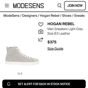 HOGAN LIGHT GREY LEATHER HIGH TOP SNEAKERS SHOES $375 SZ 8